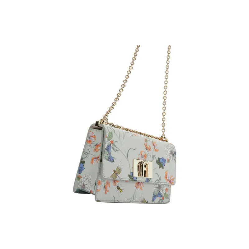Furla 1927 Collection Textured Leather Shoulder Bag, Crossbody Bag Mini Women's Light Green-2