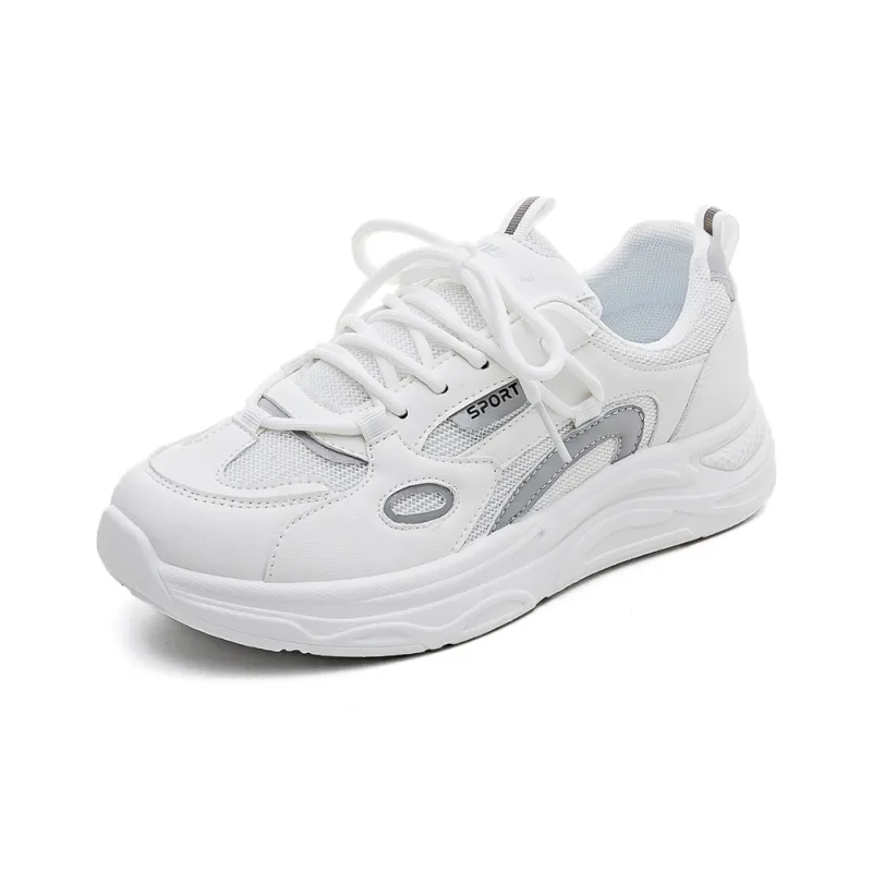 RENBEN Low Top Chunky Sneakers Women's White Gray-2