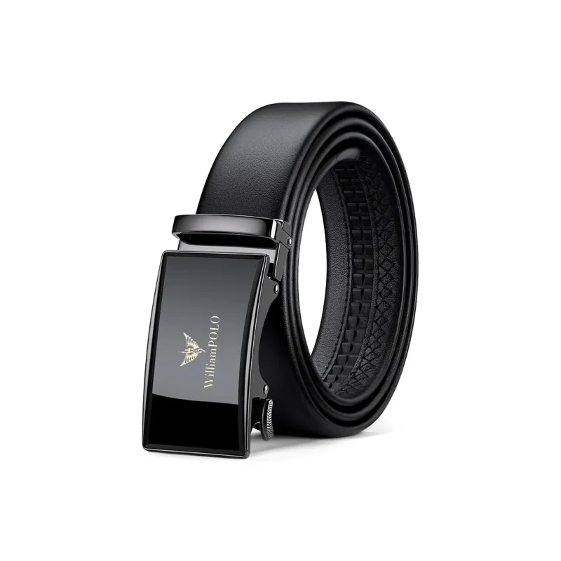 WilliamPOLO Top Grain Cow Leather Leather Belts Men's Gunmetal 3.5cm Width-0