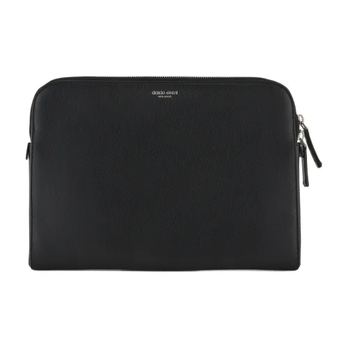 GIORGIO ARMANI Calfskin File Folder Clutch Men's Black