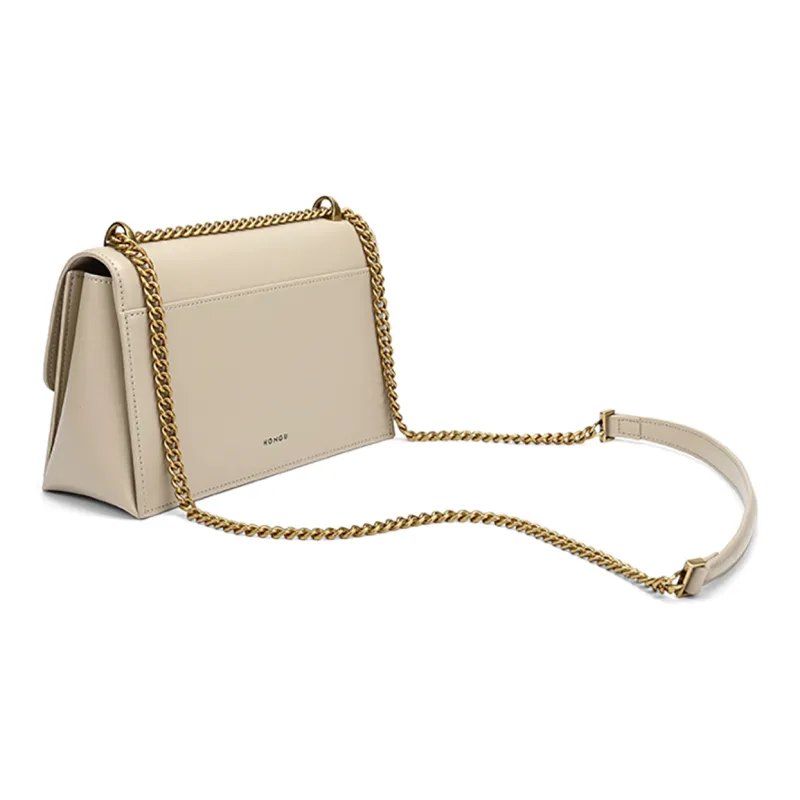 HONGU Cow Leather Small Square Bag Shoulder Bag Women's Gold Brown/Sand Apricot/Pitch Black-1