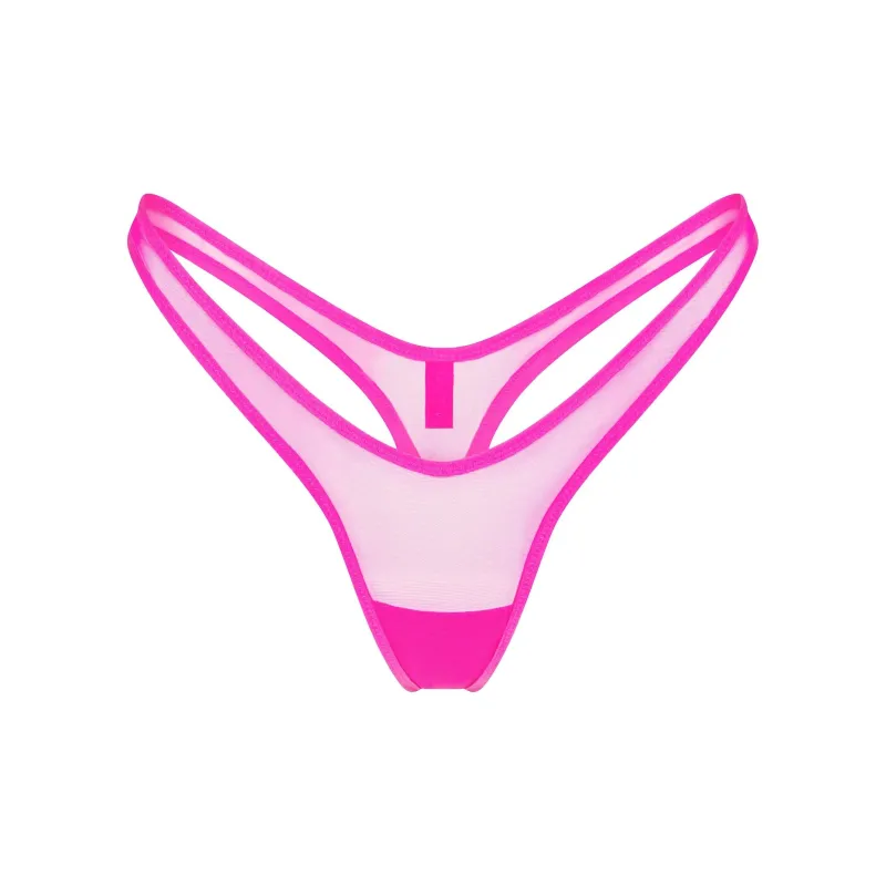 SKIMS ULTRA FINE MESH MICRO DIPPED THONG Underpants Women's 1 Pack Fuchsia/Fuchsia-0