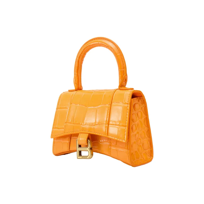 Balenciaga Women's Mini Hourglass Leather Shoulder Bag Orange-1