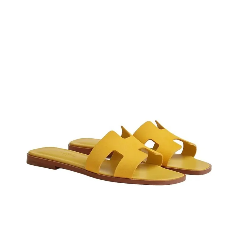 HERMES Oran Slide Slippers Women's Yellow-2