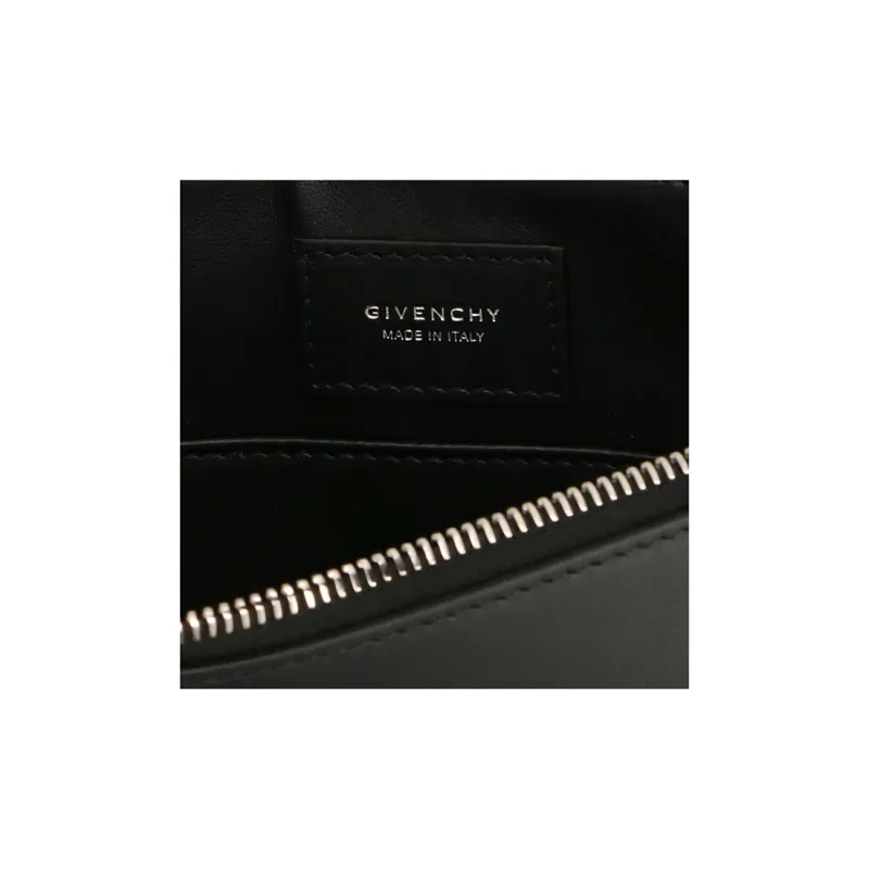 GIVENCHY Cow Leather Clutch Large Size Unisex Black-4