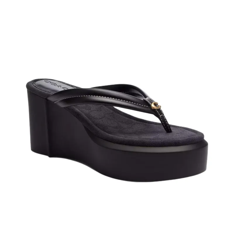 COACH Frankie Odor-Resistant Flip Flops Women's Black-2