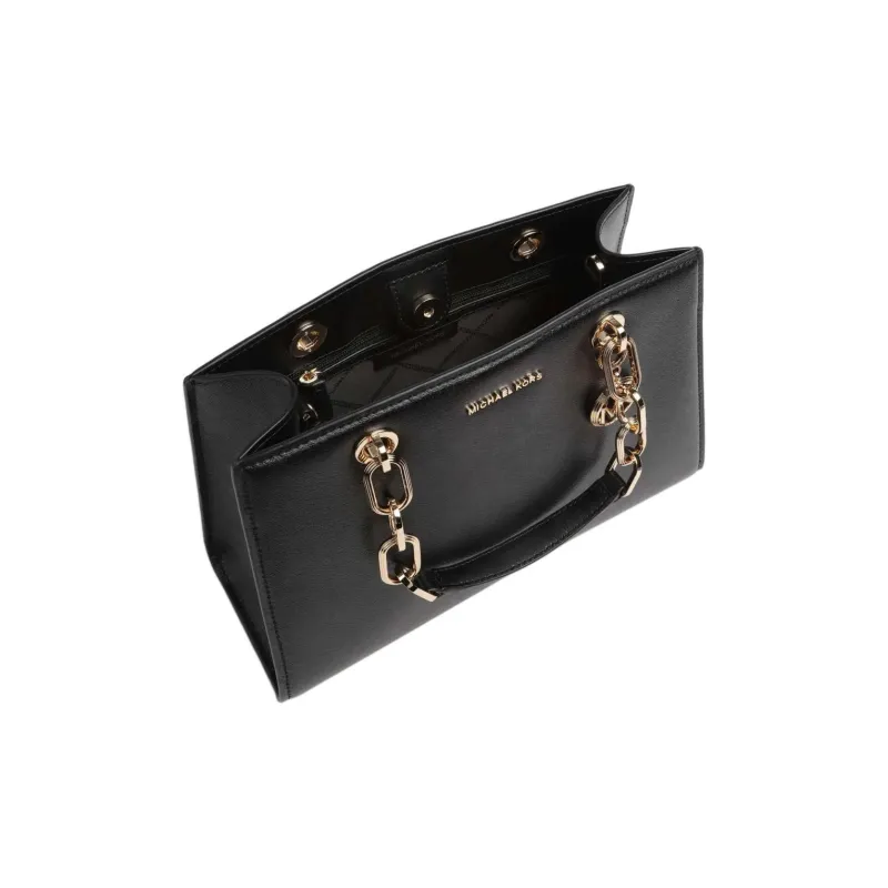 MICHAEL KORS Cynthia Grain Cow Leather Shoulder Bag, Crossbody Bag, Handbag Women's Black-3