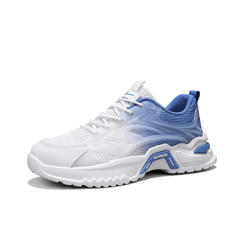WARRIOR Chunky Sneakers Men Low Top Beige Gray Gradient/White Blue Gradient-17