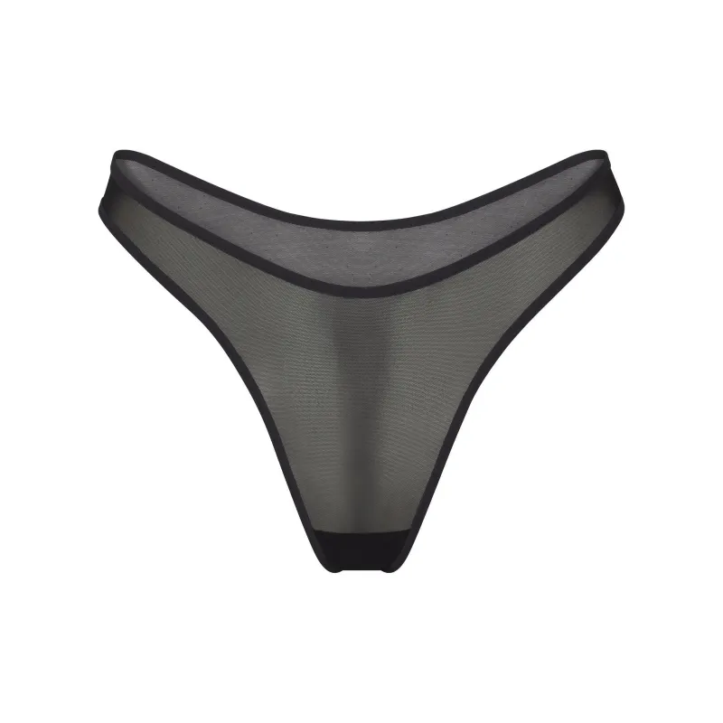 SKIMS ULTRA FINE MESH THONG Underpants Women's 1 Pack Onyx/Onyx-0