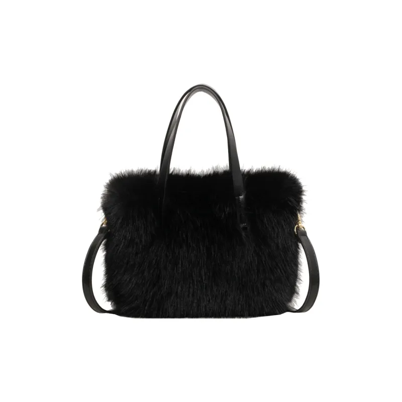 BALANG Plush One Shoulder Handbag Unisex Black/Ecru/Khaki/Pink-0