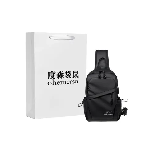 Dusen Kangaroo Oxford Sling Bag Men's Black/Gray