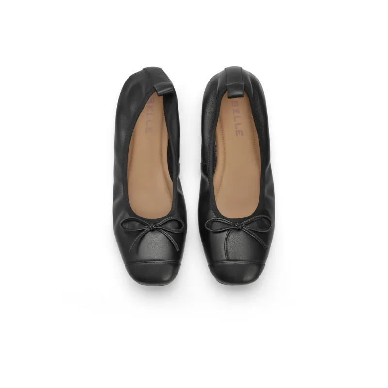 BELLE Casual Single Shoes 1CM Women's Black Ecru Yellow-2