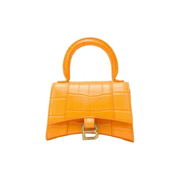 Balenciaga Women's Mini Hourglass Leather Shoulder Bag Orange