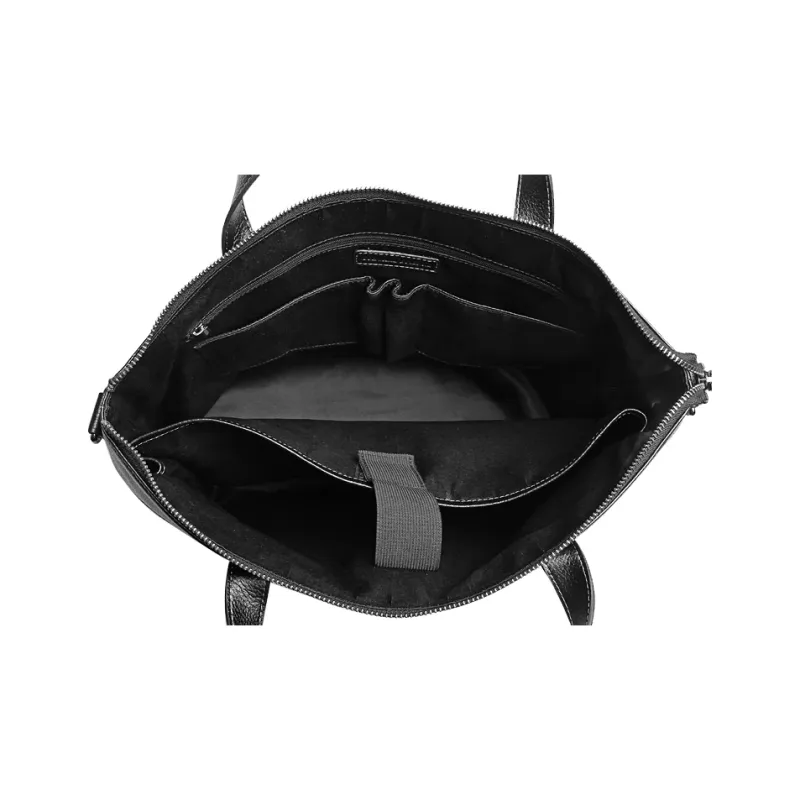 Old Man's Head Top Grain Cow Leather Briefcases Men's Black-4