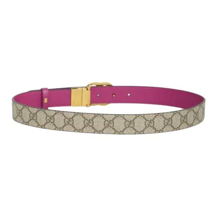 GUCCI Multicolor Design Smooth Buckle Leather Belts Women's Fuchsia-1