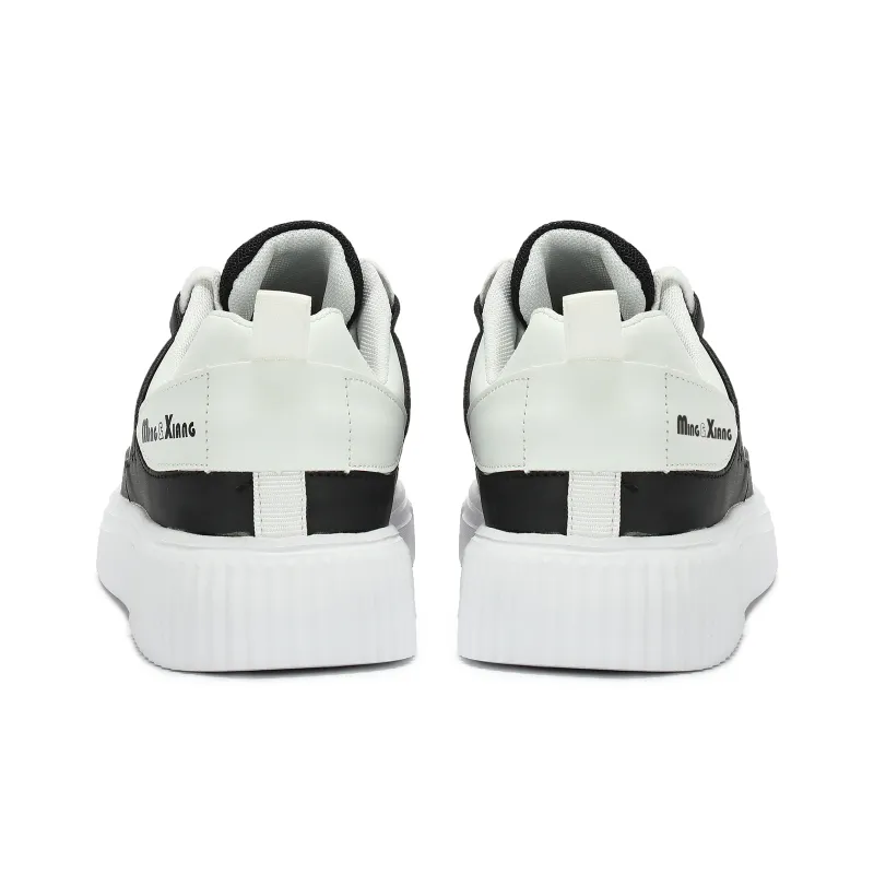 Singing Wear resistant And Lightweight Low Top Skateboard Shoes Unisex Black White-3
