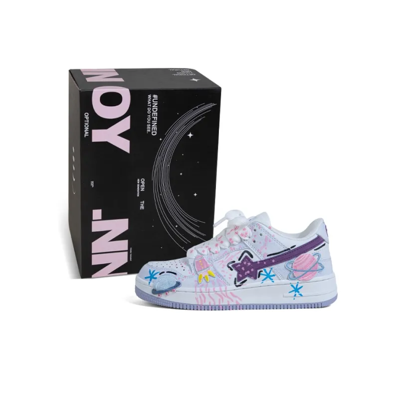 OYNN Young Baby Series Aww Dreamy Space Theme Box Anti Slip Wear Resistant Low Top Skateboard Shoes Unisex-6