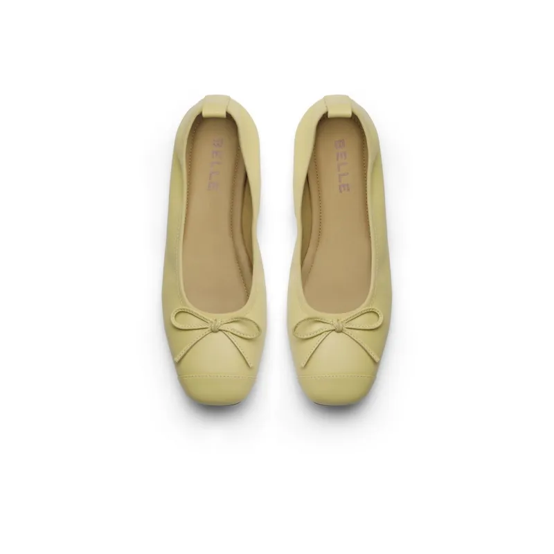 BELLE Casual Single Shoes 1CM Women's Black Ecru Yellow-7
