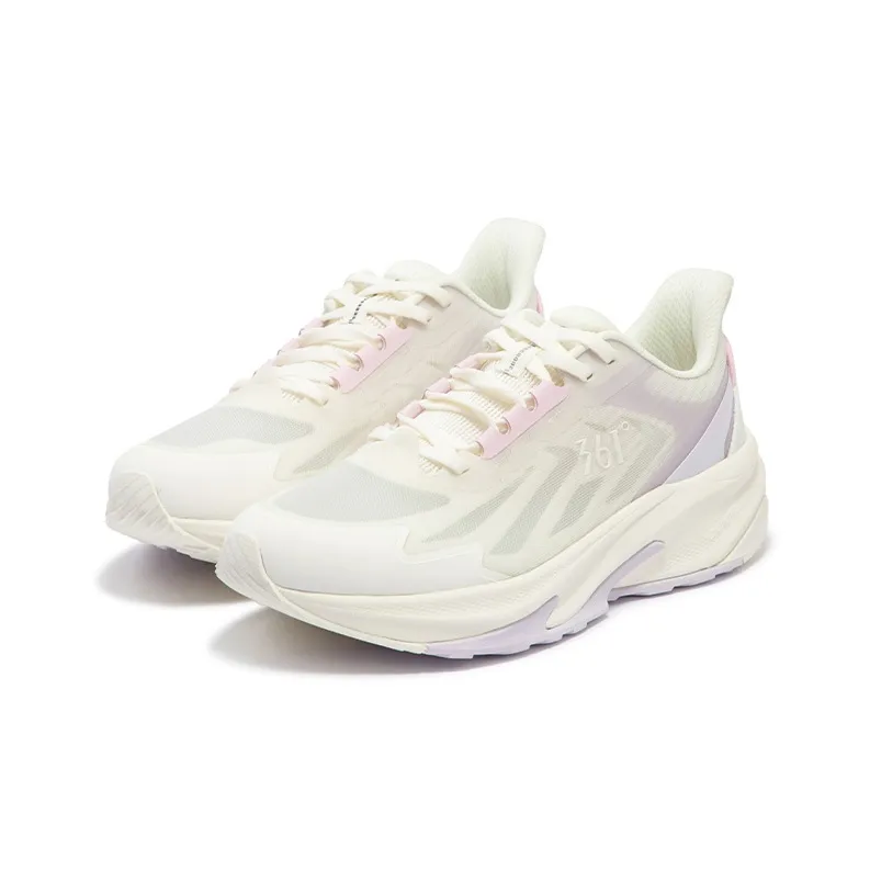 361° Riding Mountain Cushioning, Slip Resistant, And Abrasion Resistant Low Top Running Shoes Women's White Purple-2
