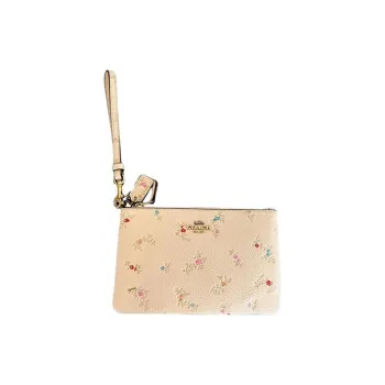 COACH Wristlet Leather Clutch Small Size Women's Light Pink