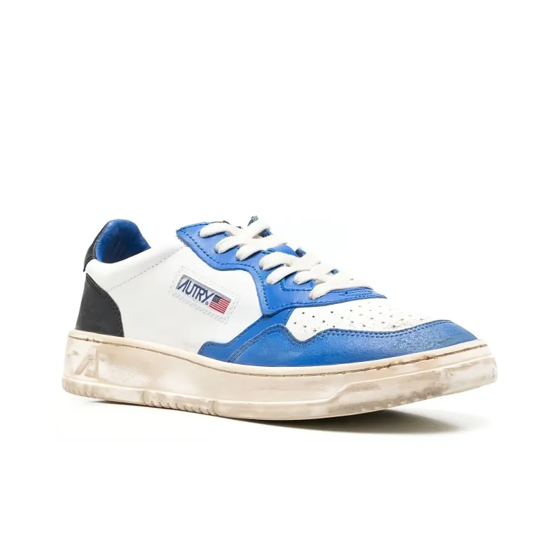 AUTRY Medalist Leather Low Distressed White Black Azure-1