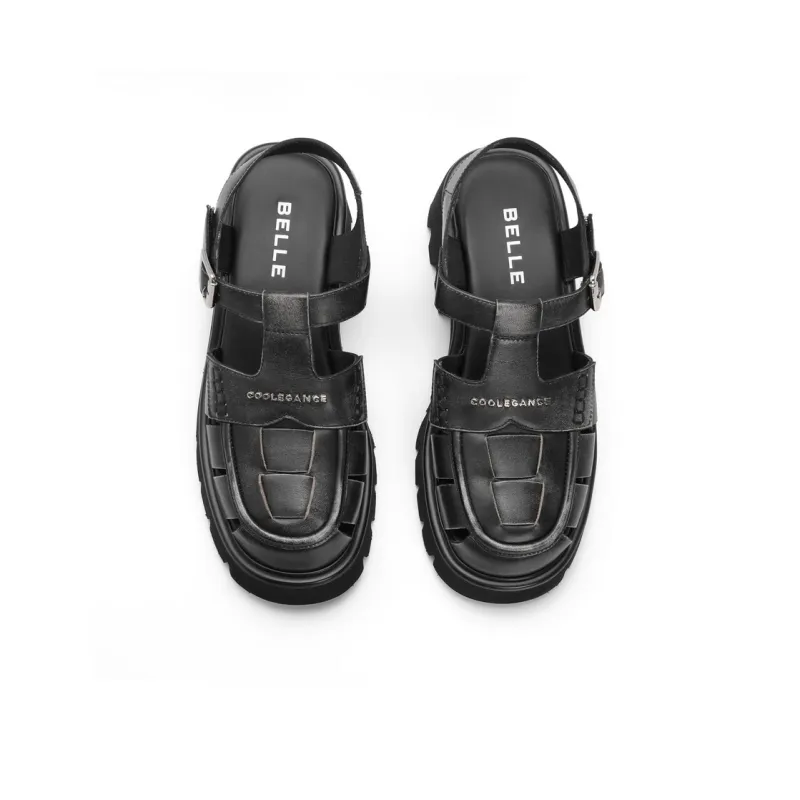 BELLE Roman Sandals 5CM Women's Brown, Black-6