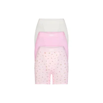 SKIMS Wedding Dress Series COTTON RIB BOXER 3-PACK Boxer Shorts Women's Pink Rosebud Multi/Pink Rose Lily Multicolor