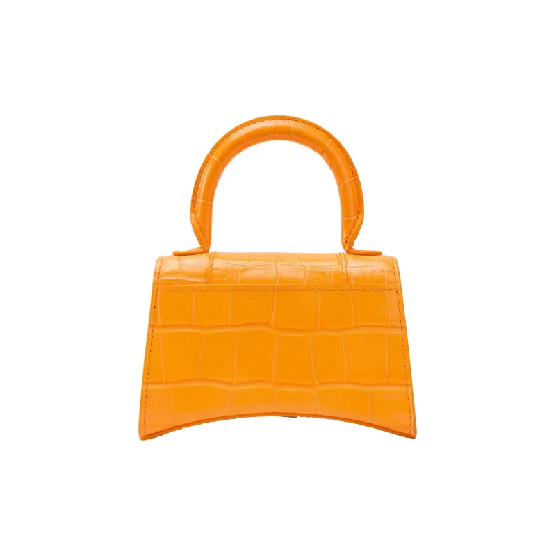 Balenciaga Women's Mini Hourglass Leather Shoulder Bag Orange-2