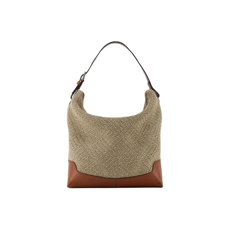 GIORGIO ARMANI Woven Linen With Leather One Shoulder Handbags Men's Brown-2