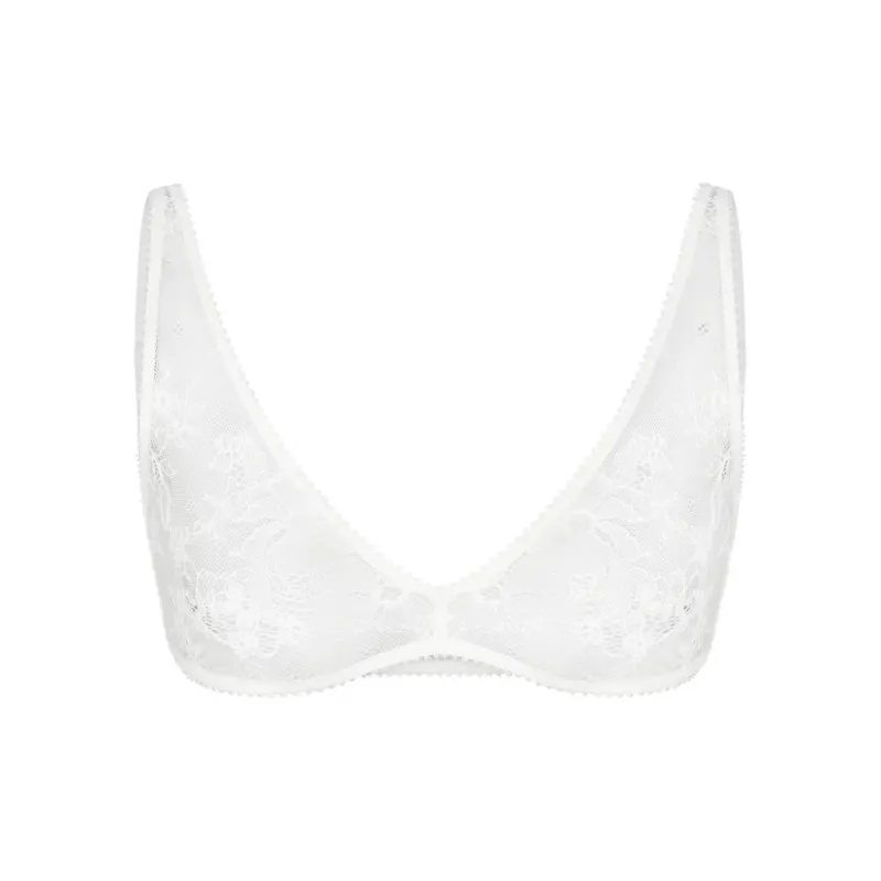 SKIMS Wedding Dress Series ULTRA FINE LACE PLUNGE BRALETTE Bra Women's MARBLE/Marble-0