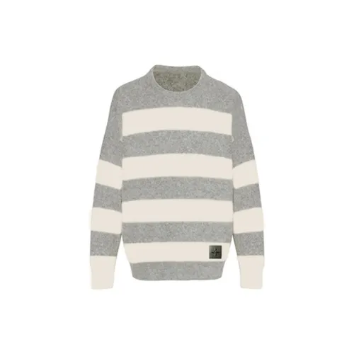 YLDP Sweaters Unisex Gray White Contrasting