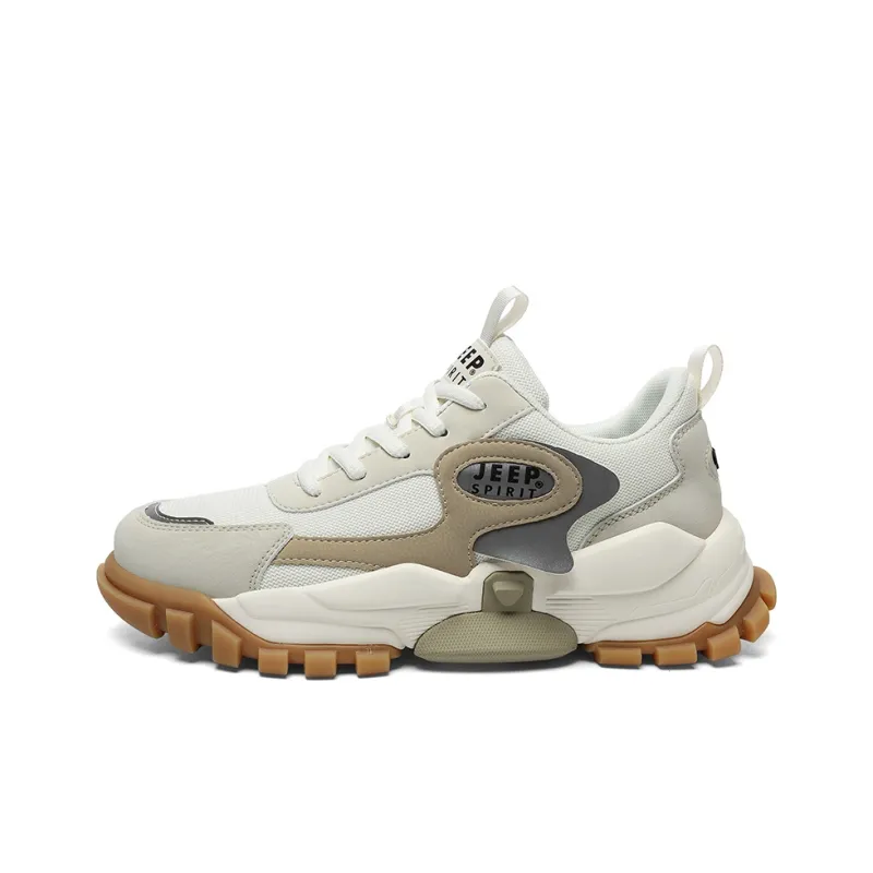 JEEP SPIRIT Anti Slip Wear Resistant Breathable Lightweight Height Increasing Low Top Chunky Sneakers Men's Light Sandy-0
