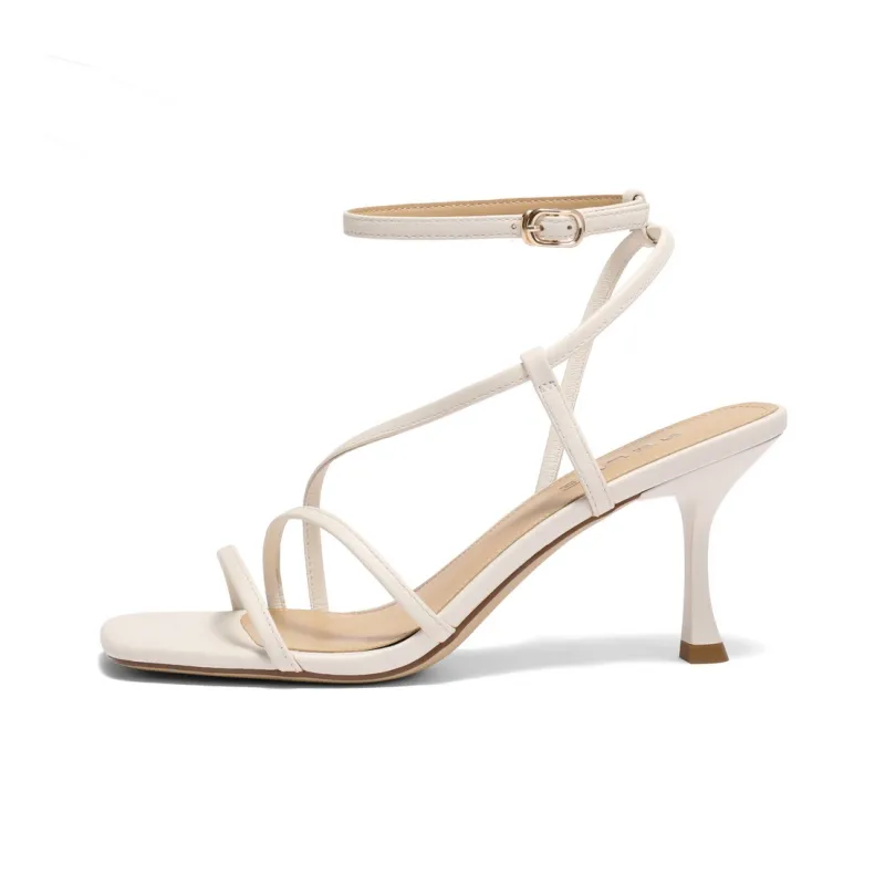 BELLE Strap Sandals 7.5CM Women's Brown Beige-4