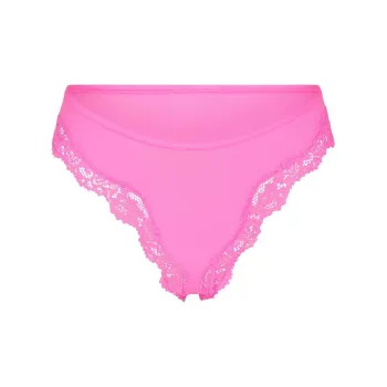 SKIMS FITS EVERYBODY LACE TANGA Underpants Women's 1 Pack Taffy/Toffee
