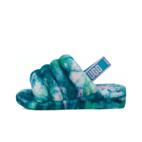 UGG FLUFF YEAH Slide Marble Fashion Slippers Women's Vintage Green