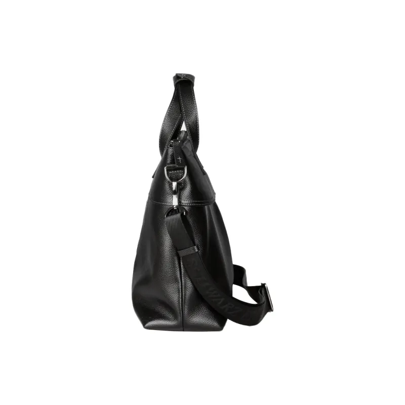 Old Man's Head Top Grain Cow Leather Briefcases Men's Black-3