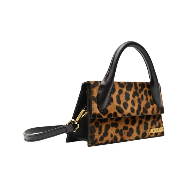 Jacquemus Le Chiquito Calf Hair Patchwork Leather Shoulder Bag Crossbody Bag Handbag Women's Printed Leopard Brown-1
