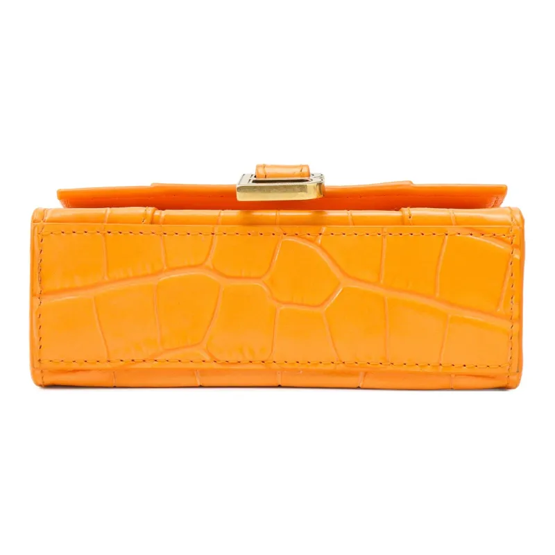 Balenciaga Women's Mini Hourglass Leather Shoulder Bag Orange-3