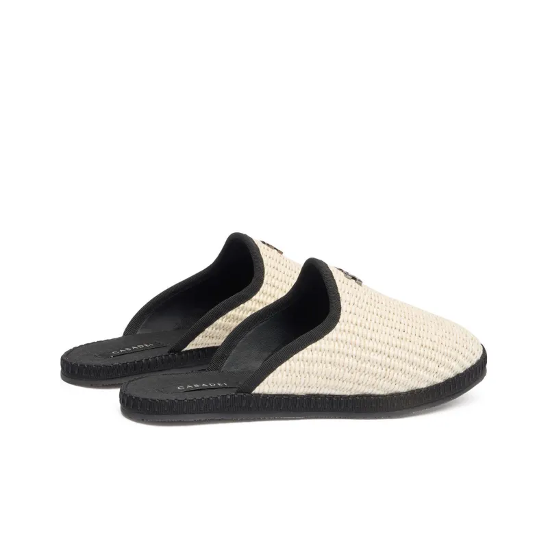 Casadei Logo-plaque Raffia Slides-3