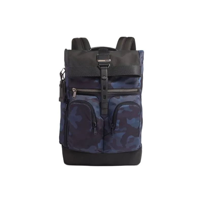 TUMI Alpha Bravo Fabric Backpack Men's Black & Blue-0