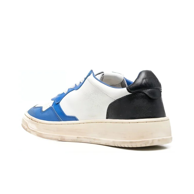 AUTRY Medalist Leather Low Distressed White Black Azure-2