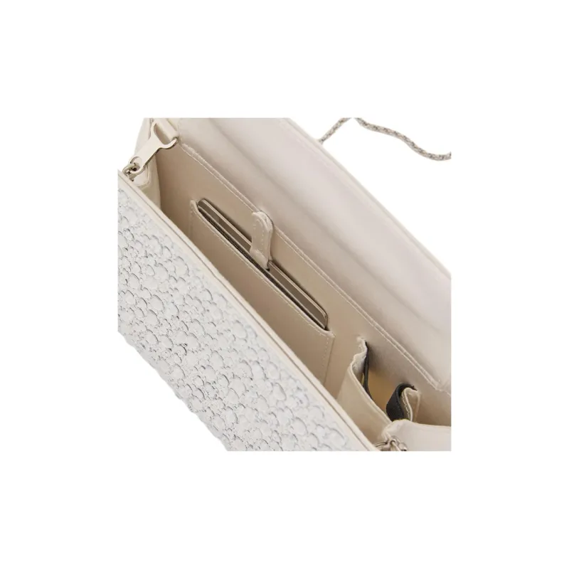 GIORGIO ARMANI Viscose Blended Mulberry Silk One Shoulder Crossbody Clutches Women's Ivory-3