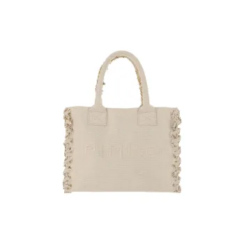 PINKO Cotton Tote Bag, Shopping Bag, Shoulder Bag, Handbag Women's Beige