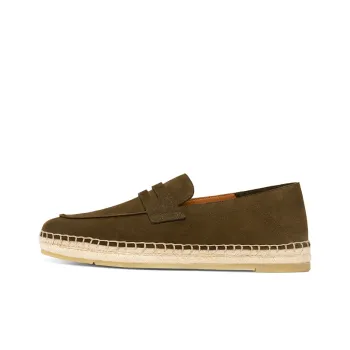 THOM WILLS British Trendy Slip on Penny Loafers Casual Shoes Men's Olive Green