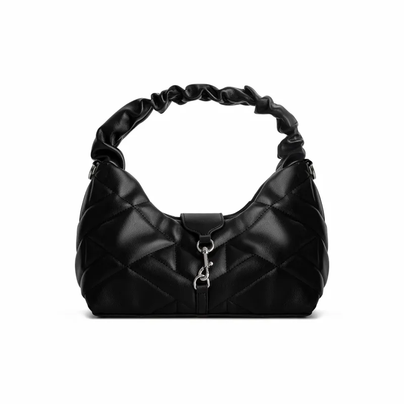 Cthulhu Split Cow Leather Detachable Long Strap Shoulder Bag, Crossbody Bag, Handbag Medium Size Women's Caramel/Black-7