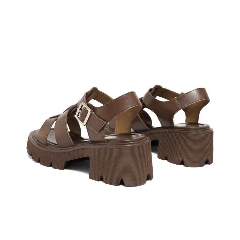 BELLE Roman Sandals 6CM Women's Brown, Dark Gray-3