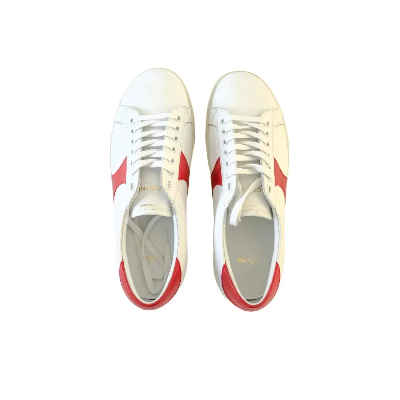 CELINE Triomphe Low Top Skateboard Shoes Men's White Red-3