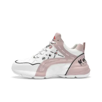 KOLUMB Breathable Moisture Wicking Support Balance Mid Top Chunky Sneakers Women's White Pink