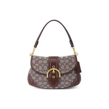 COACH Soho Fabric With Leather Crescent Bag, Shoulder Bag Regular Women's Oak & Gray