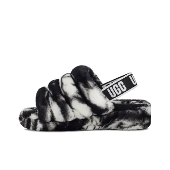 UGG Fluff Yeah Slide Marble Black White Women's